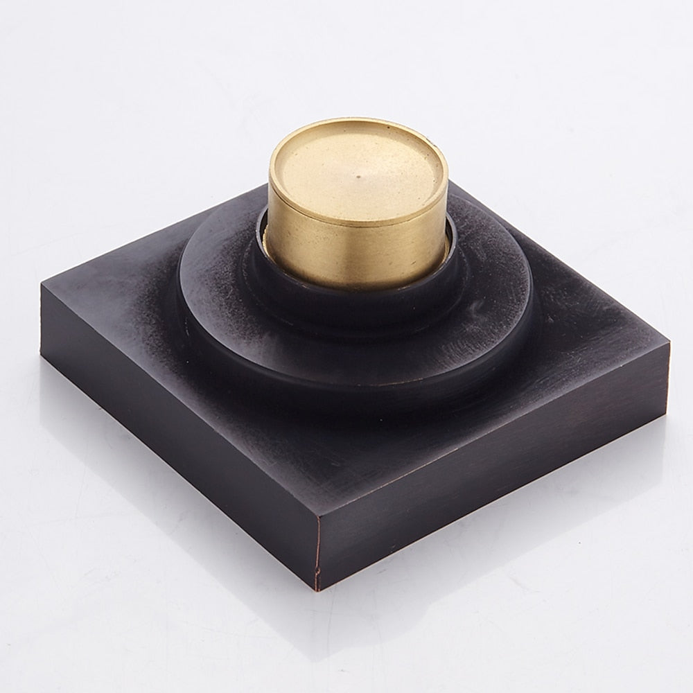 Oil-Rubbed Bronze Square Shower Floor Drain, Modern Solid Brass Floor Drain with Removable Cover / Hair Strainer