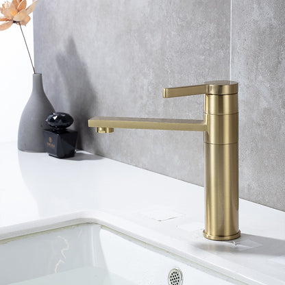 360-Degree Swivel Modern Bathroom Faucet, Single-Handle Vanity Faucet, Brushed Gold / Gunmetal / Matte Black / Chrome
