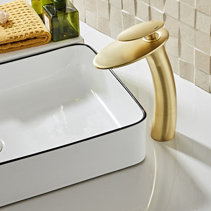 Modern Waterfall Vessel Bathroom Faucet, Single-Hole Single-Handle Faucet