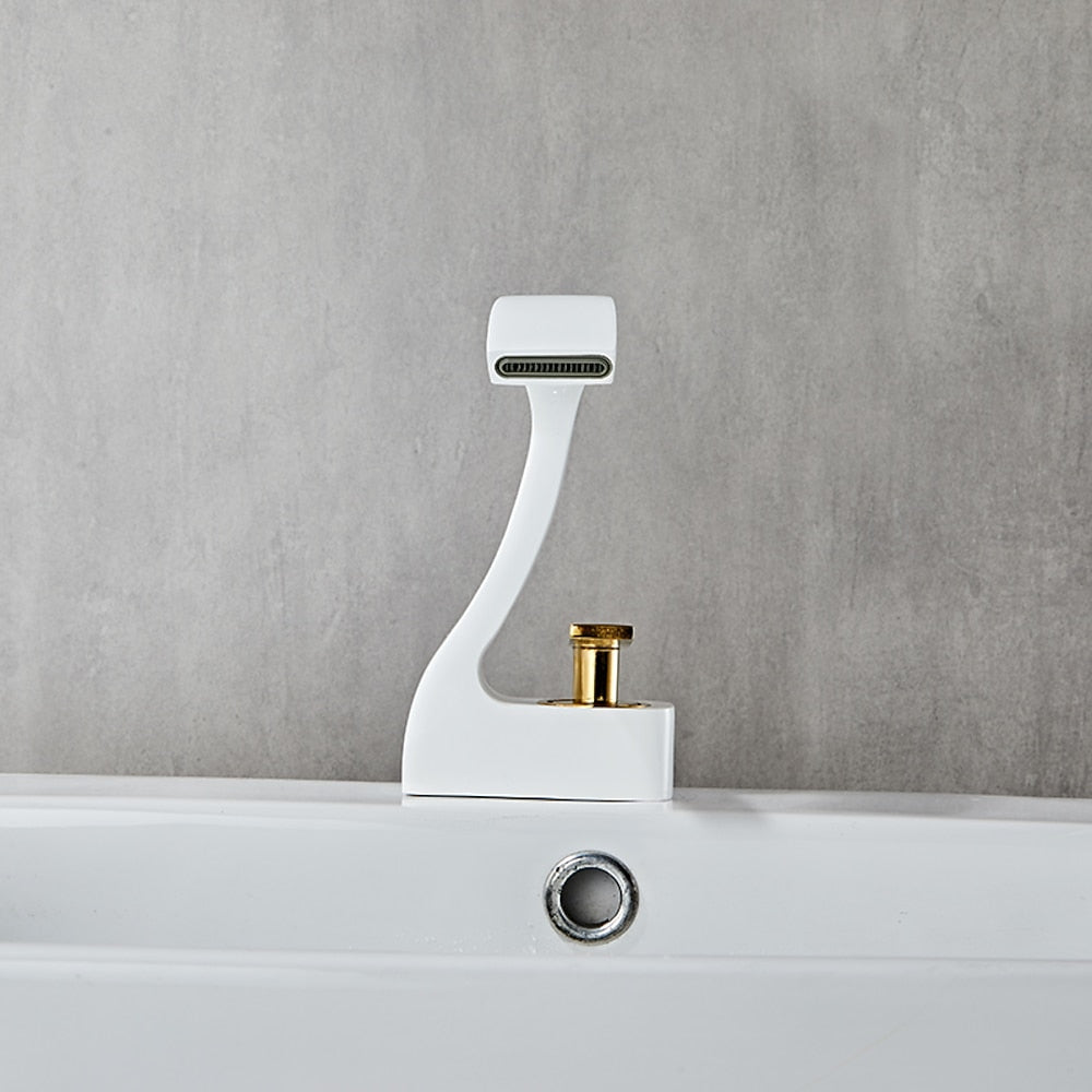 Waterfall Single-Hole Bathroom Faucet, Single-Handle Brass Faucet