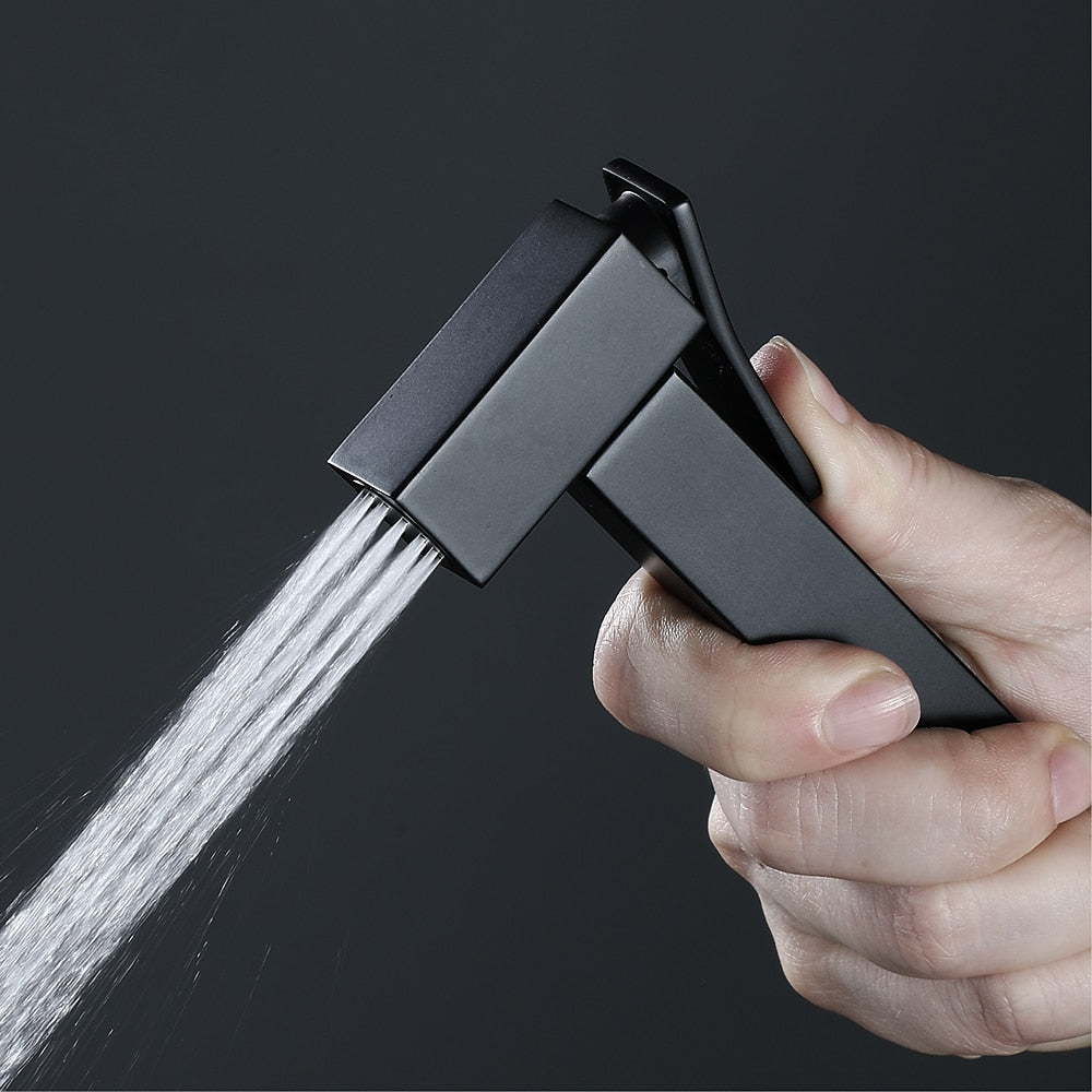Self-Cleaning Solid Brass Bidet Sprayer, Wall-Mount Toilet Bidet Sprayer with Hose / Bracket, Black / Silver / Gold