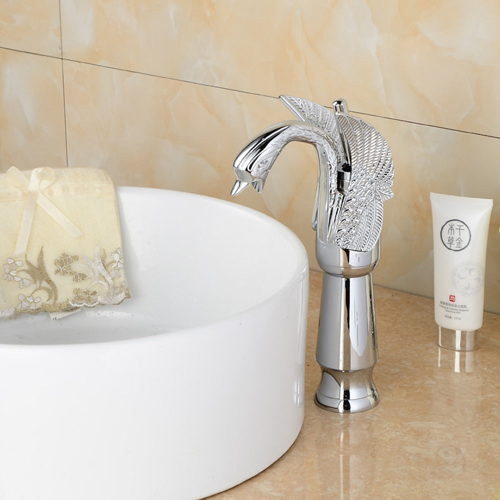 Retro Swan-Shaped Bathroom Faucet, Single-Handle Single-Hole Faucet
