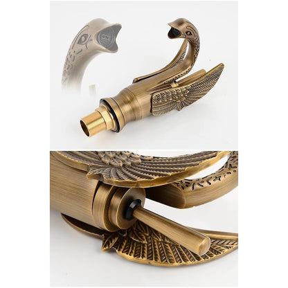 Vintage Swan Design Bathroom Faucet, Single-Hole Single-Handle Faucet, Antique Brass / Chrome / Polished Gold / Matte Black