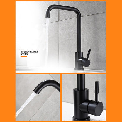 Modern Single-Hole Kitchen Faucet, Single-Handle High-Arc Faucet, Matte Black / Polished Brass