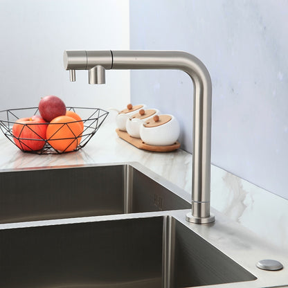 Pull-Out Brushed Nickel Kitchen Faucet, Contemporary Single-Hole Single-Handle Faucet