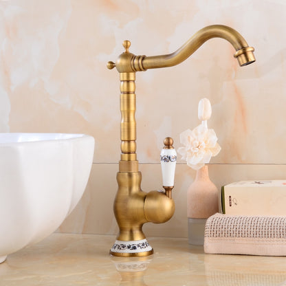 Vintage Ceramic Single-Handle Vessel Faucet, High Arc Swivel Bathroom Faucet, Antique Brass / Chrome / Polished Gold