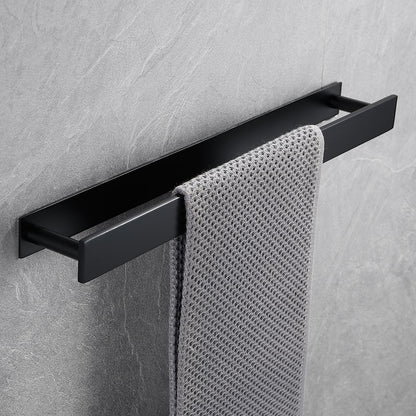 Self-Adhesive SUS304 Stainless Steel Towel Bar, Wall-Mounted No-Drill Towel Holder with Hook, Matte Black / Chrome / Brushed Nickel