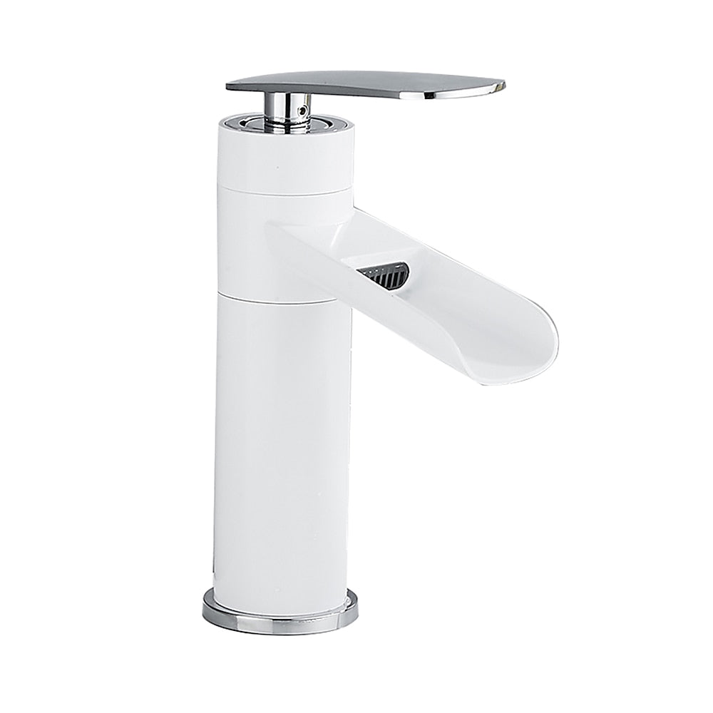 Modern Brass Waterfall Bathroom Faucet, Single-Hole Deck Mounted Faucet