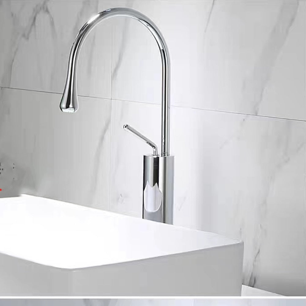 Rotatable High Arc Vessel Sink Faucet, Single-Hole Single-Handle Brass Faucet