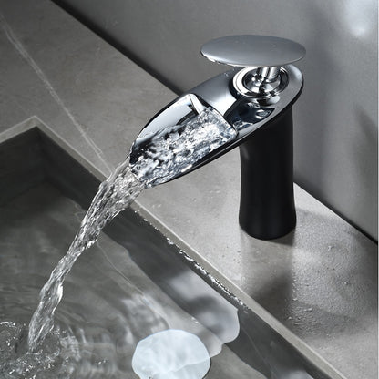 Waterfall Bathroom Faucet, Modern Single-Handle Single-Hole Faucet