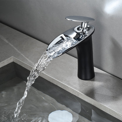 Waterfall Bathroom Faucet, Modern Single-Handle Single-Hole Faucet