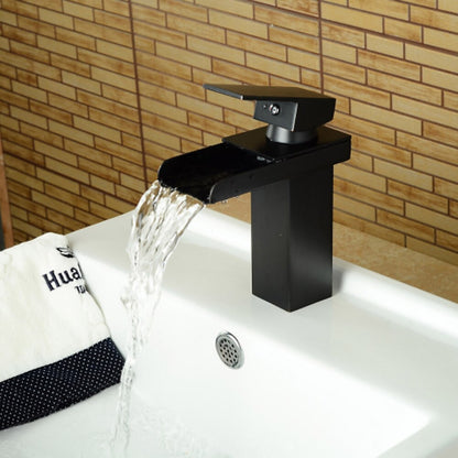 Waterfall Oil-Rubbed Bronze Single-Hole Bathroom Faucet, Single-Handle Deck-Mount Faucet