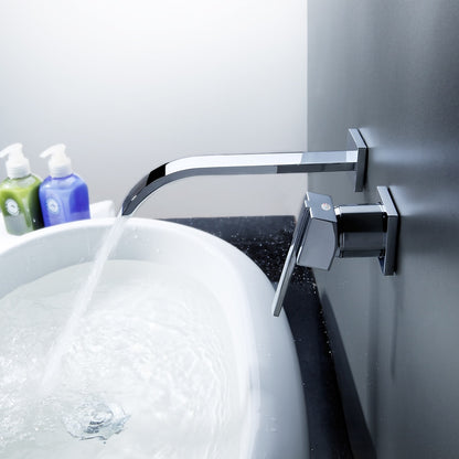 Waterfall Chrome Wall-Mount Bathroom Faucet, Single-Handle Brass Basin Faucet