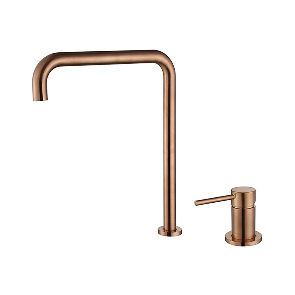 Modern High-Arc Brass Bathroom Faucet, 2-Hole Widespread Single-Handle Sink Faucet, Brushed Gold / Matte Black / Chrome