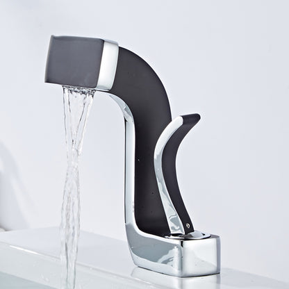 Waterfall Modern Bathroom Faucet, Single-Handle Single-Hole Brass Faucet