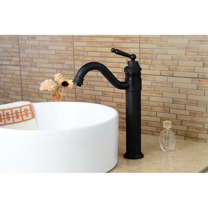 Oil-Rubbed Bronze Traditional Single-Hole Vessel Sink Faucet, High-Arc Swivel Spout Bathroom Faucet with Pop-Up Drain