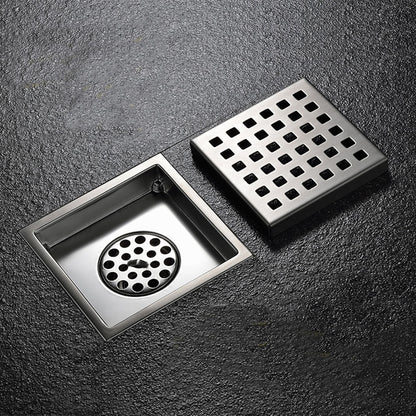 Stainless Steel Anti-Odor Square Floor Drain, Floor-Mounted Shower Drain with Removable Cover