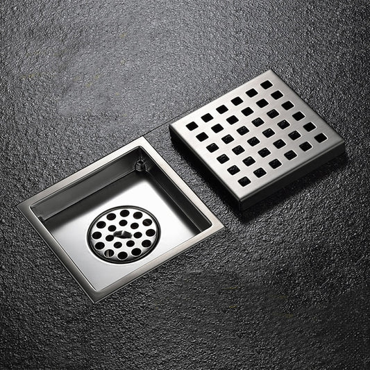 Stainless Steel Anti-Odor Square Floor Drain, Floor-Mounted Shower Drain with Removable Cover