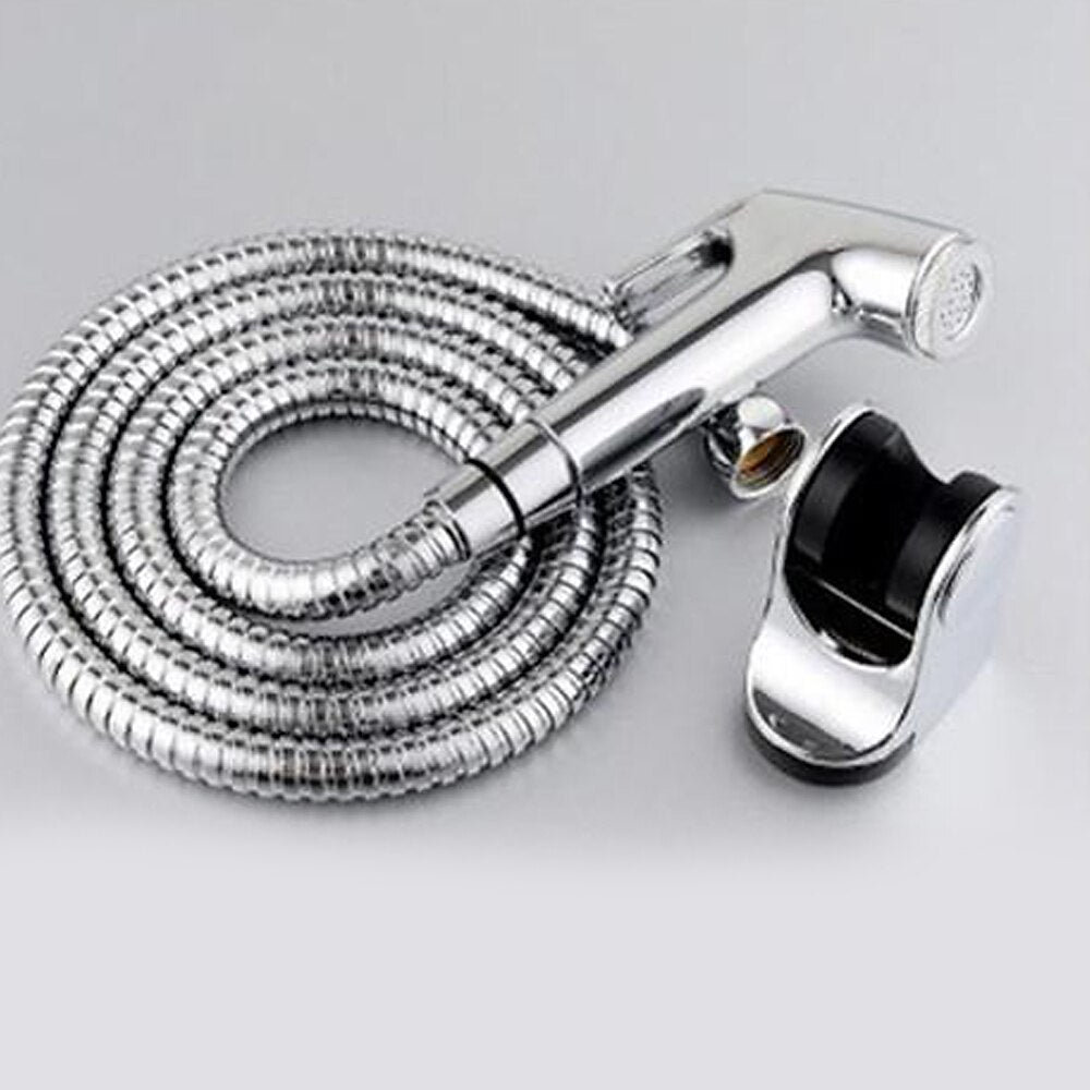 Chrome ABS Handheld Bidet Sprayer, Wall-Mount Toilet Shattaf with Hose / Holder