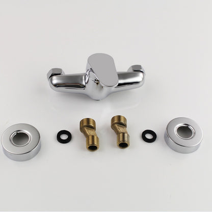Wall-Mounted Modern Chrome Shower Faucet, Single-Handle Brass Mixer Faucet with S-Connectors