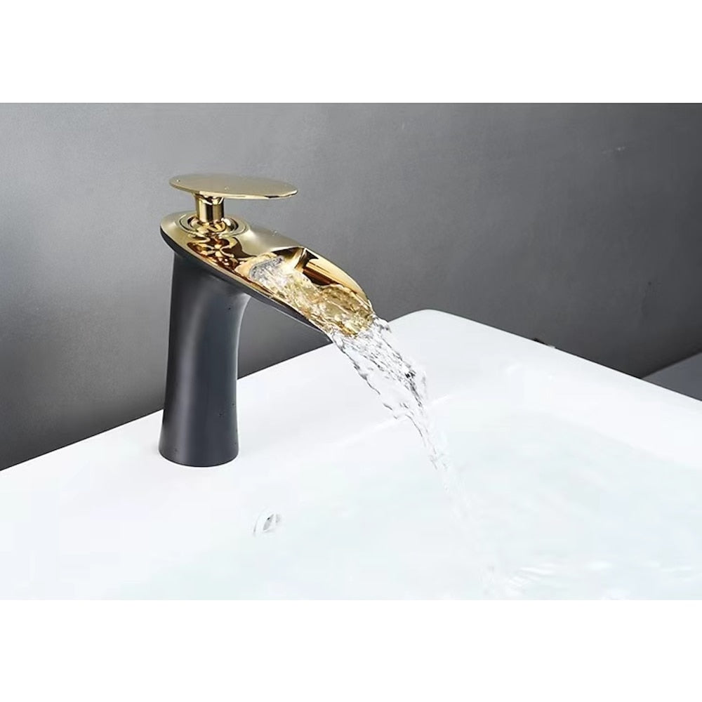 Waterfall Bathroom Faucet, Modern Single-Handle Single-Hole Faucet