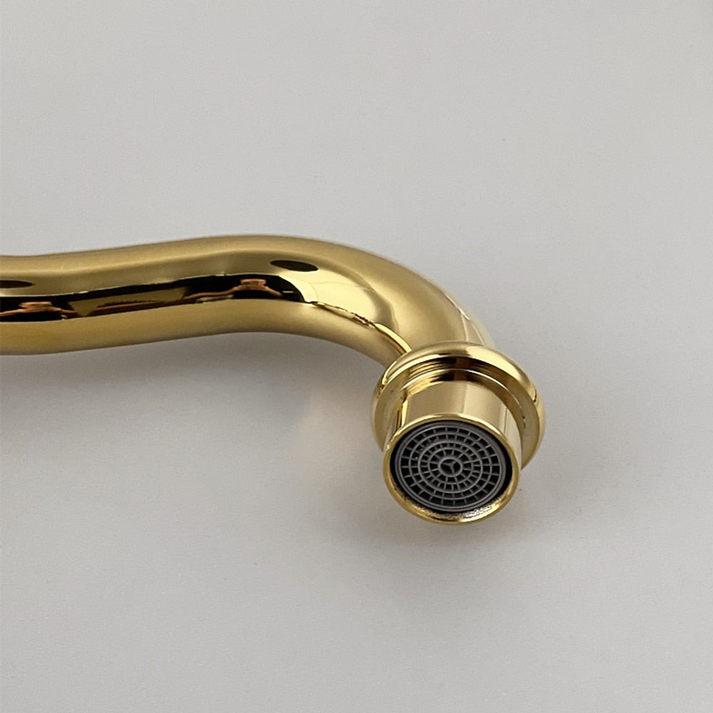 Vintage Single-Hole Bathroom Sink Faucet, 360-Degree Swivel Spout Brass Faucet, Chrome / Polished Gold / Antique Brass