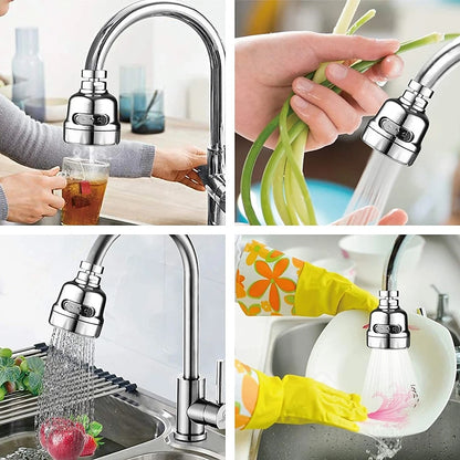 Chrome 360-Degree Swivel 3-Mode Replacement Spray Head, Kitchen Sink Faucet Aerator Sprayer Attachment