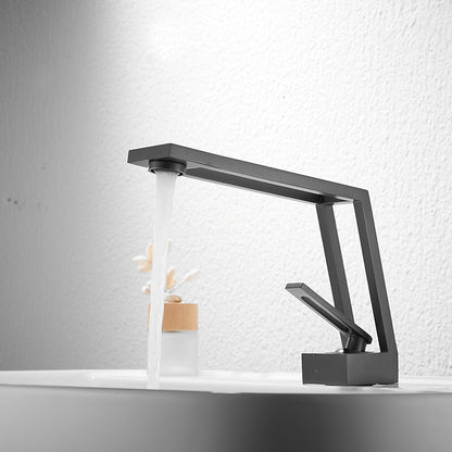 Modern Waterfall Bathroom Faucet, Single-Handle Brass Sink Faucet, Matte Black / Brushed Gold / Gunmetal / Matte White