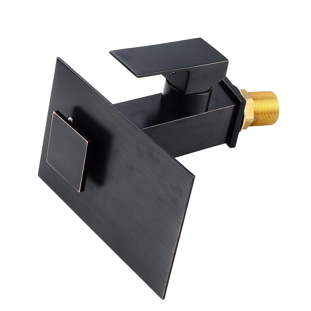 LED Waterfall Bathroom Faucet, Single-Hole Single-Handle Brass Faucet, Brushed Nickel / Chrome / Oil-Rubbed Bronze