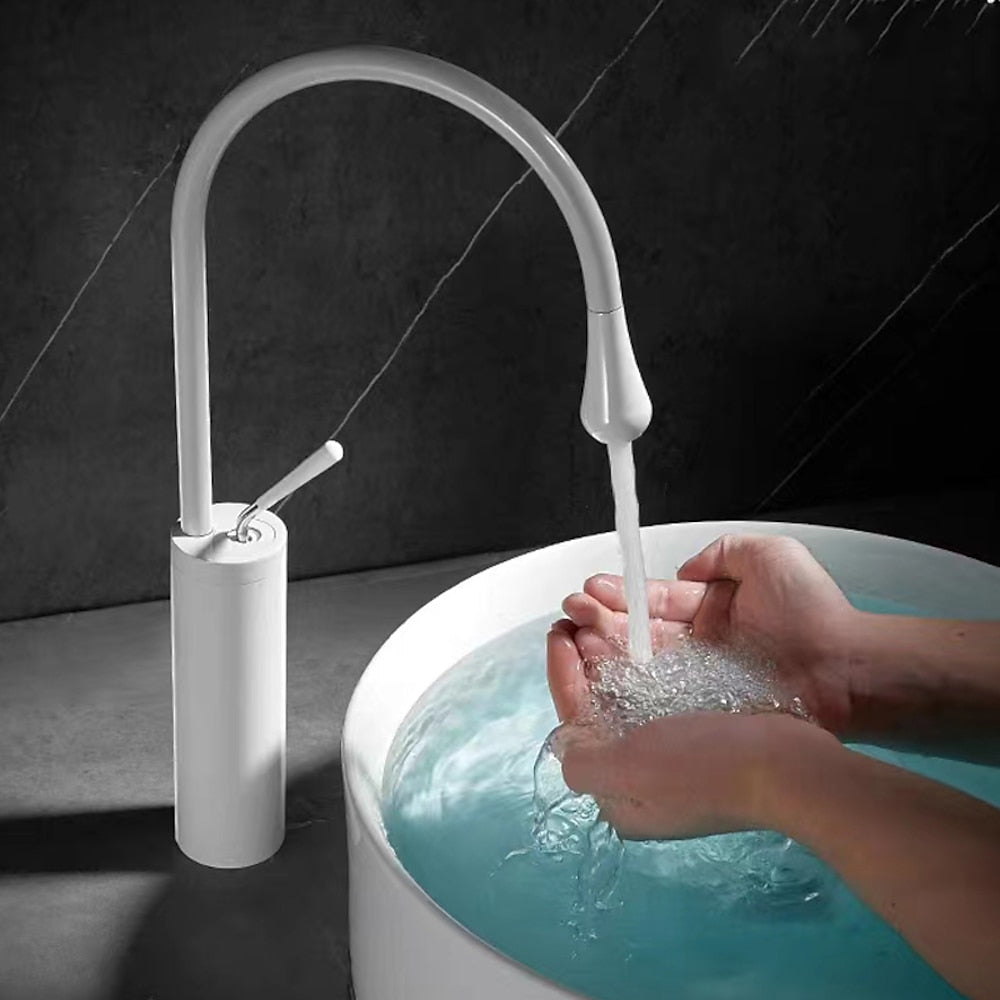 Rotatable High Arc Vessel Sink Faucet, Single-Hole Single-Handle Brass Faucet