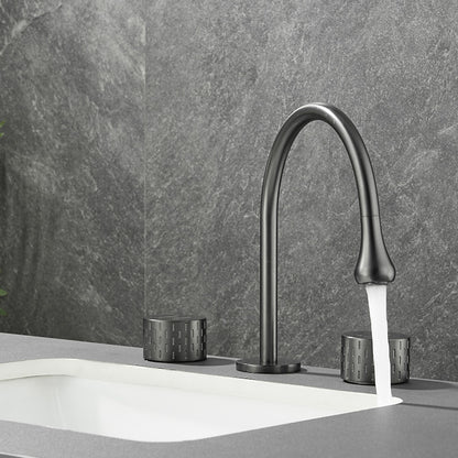 360-Degree Swivel Modern Bathroom Sink Faucet, 3-Hole Widespread Brass Faucet, Gunmetal / Matte Black / Brushed Gold / Chrome