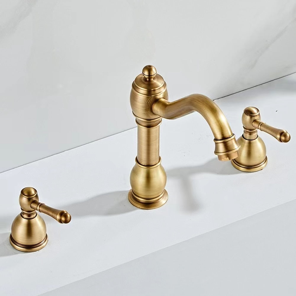 Modern High Arc Swivel Spout Bathroom Faucet, Double-Handle Widespread Faucet, Brushed Bronze / Brushed Nickel / Oil-Rubbed Bronze