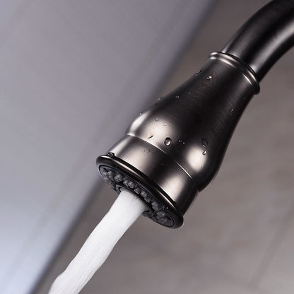 Traditional High-Arc Pull-Down Kitchen Faucet, Single-Handle Single-Hole Brass Faucet, Oil-Rubbed Bronze / Chrome / Brushed Nickel / Polished Gold