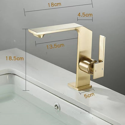 Modern Waterfall Bathroom Faucet, Single-Handle Brass Faucet, Matte Black / Chrome / Brushed Gold / Gunmetal