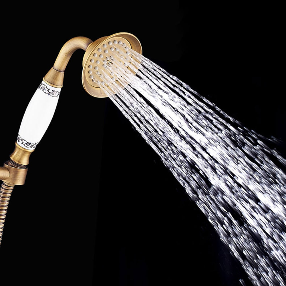Vintage Telephone- Wall-Mount Tub Faucet, Brass Tub Faucet with Handheld Shower
