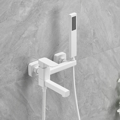 Wall-Mount Single-Handle Swivel Spout Tub Faucet, Bathtub Filler Faucet with Handheld Shower