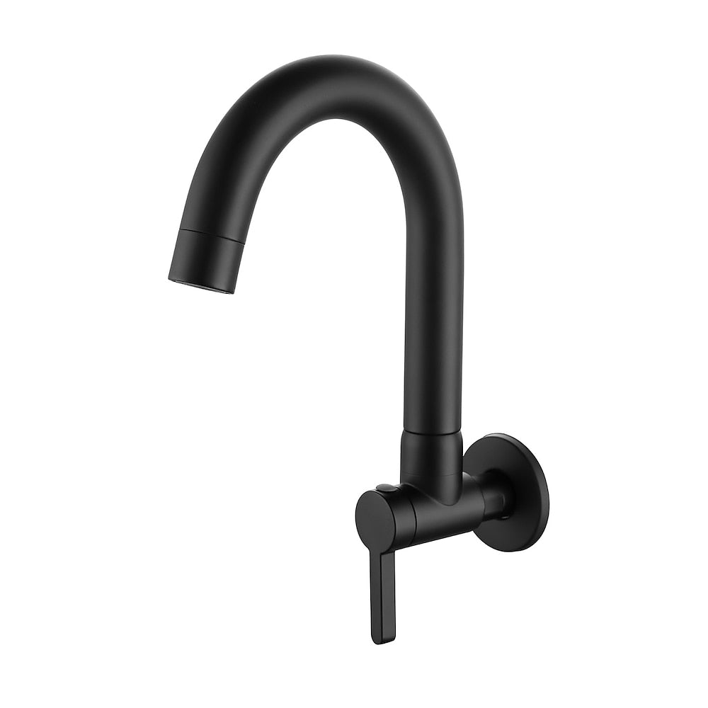 Modern Wall-Mount Single-Cold Bar Faucet, Single-Handle Swivel Spout Faucet, Chrome / Brushed Nickel / Brushed Gold / Matte Black