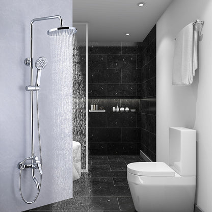 Chrome Modern Rainfall Tub Shower System, Single-Handle Wall-Mounted Shower System with Handheld Shower