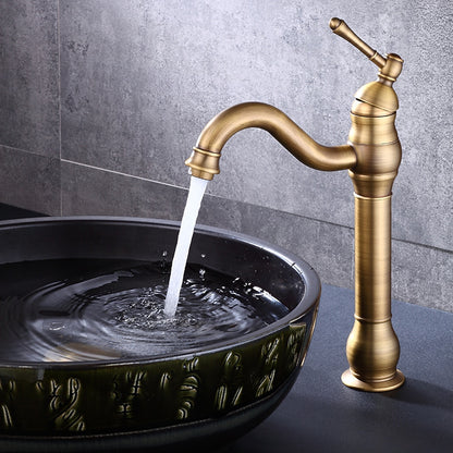 360-Degree Swivel Single-Hole Bathroom Faucet, Single-Handle High Arc Faucet, Antique Brass / Oil-Rubbed Bronze / Brushed Nickel / Chrome
