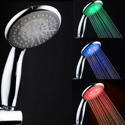 Chrome Contemporary LED Handheld Shower Head, ABS Plastic Hand Shower with Jet / Rainfall Spray Modes