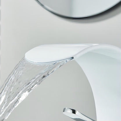 Waterfall Single-Handle Single-Hole Bathroom Faucet, Deck Mounted Basin Faucet