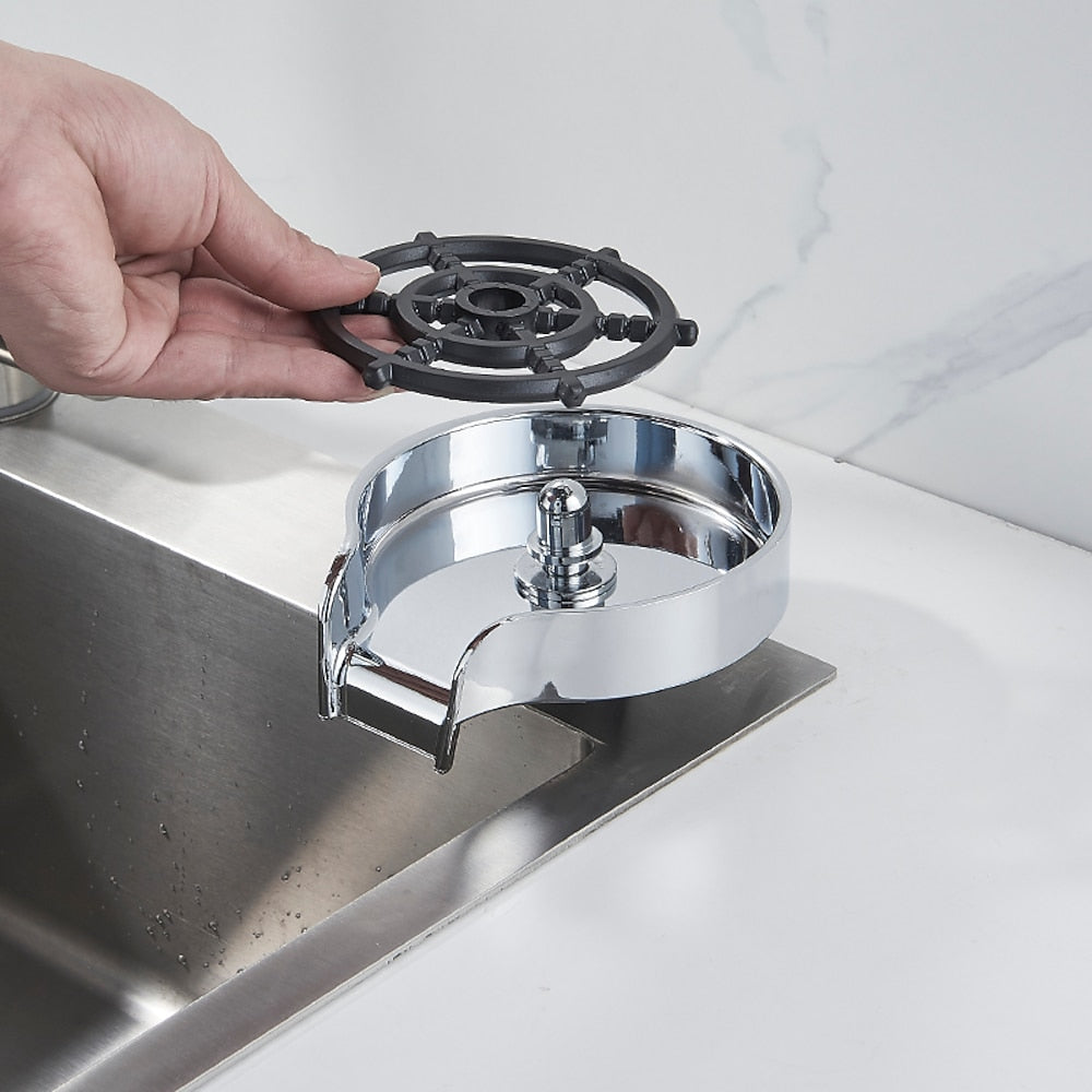 Deck-Mounted Kitchen Sink Glass Rinser, Quick Spray Glass Rinser, Matte Black / Chrome / Gunmetal / Stainless Steel