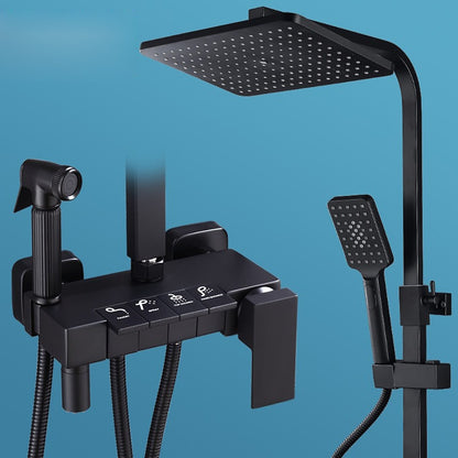 Modern Rainfall Tub Shower System, Wall-Mounted Exposed Shower Faucet with Handheld Spray