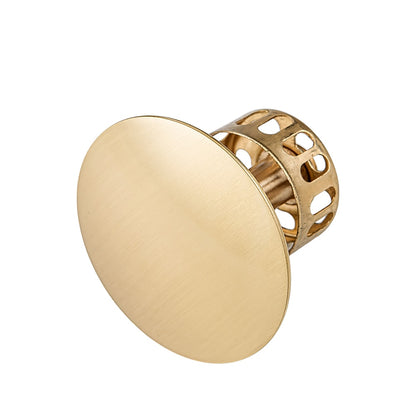 Brushed Gold Modern Brass Pop-Up Bathroom Sink Drain Stopper, Vessel Vanity Basin Drain with Overflow