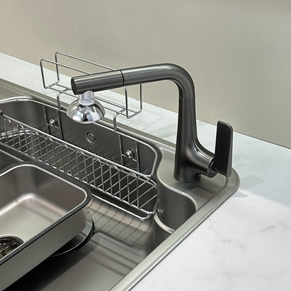 Modern Single-Hole Pull-Out Kitchen Faucet, Single-Handle Multi-Function Faucet, Gray / Silver / White / Multi