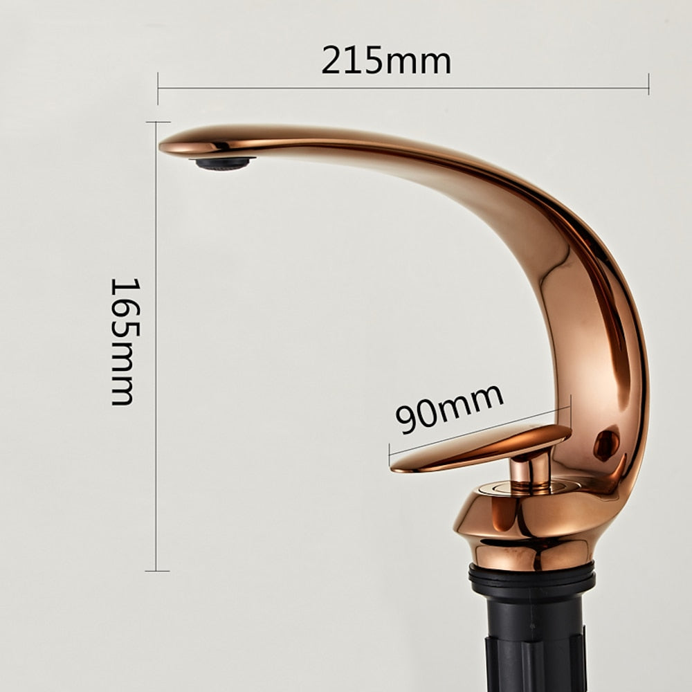 High Arc Spout Modern Single-Hole Bathroom Faucet, Single-Handle Brass Body Sink Faucet