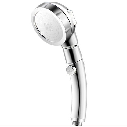 3-Mode Rotating Handheld Shower Head, High-Pressure Hand Shower with Stop Button, Chrome / Matte White
