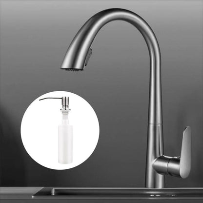 Pull-Down High-Arc Kitchen Faucet with Pop-Up Drain, Single-Handle Modern Faucet, Gunmetal / Matte Black / Chrome