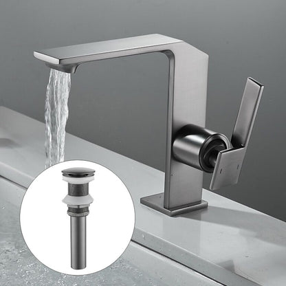 Modern Waterfall Bathroom Faucet, Single-Handle Brass Faucet, Chrome / Matte Black / Brushed Gold / Gunmetal