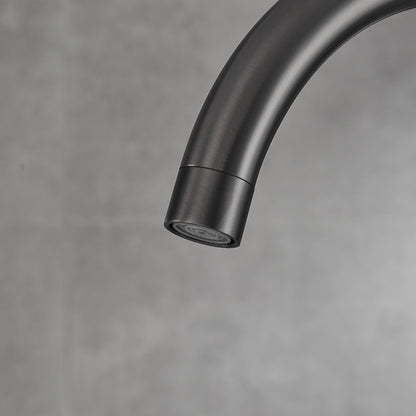 Gunmetal Floor-Mount Freestanding Tub Filler Faucet, Single-Handle Swivel Spout Bathtub Faucet with Handheld Shower